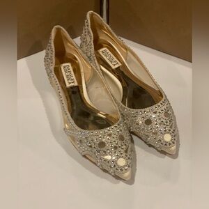 Badgley Mischka Gigi Women's Silver Embellished Flats new, unworn